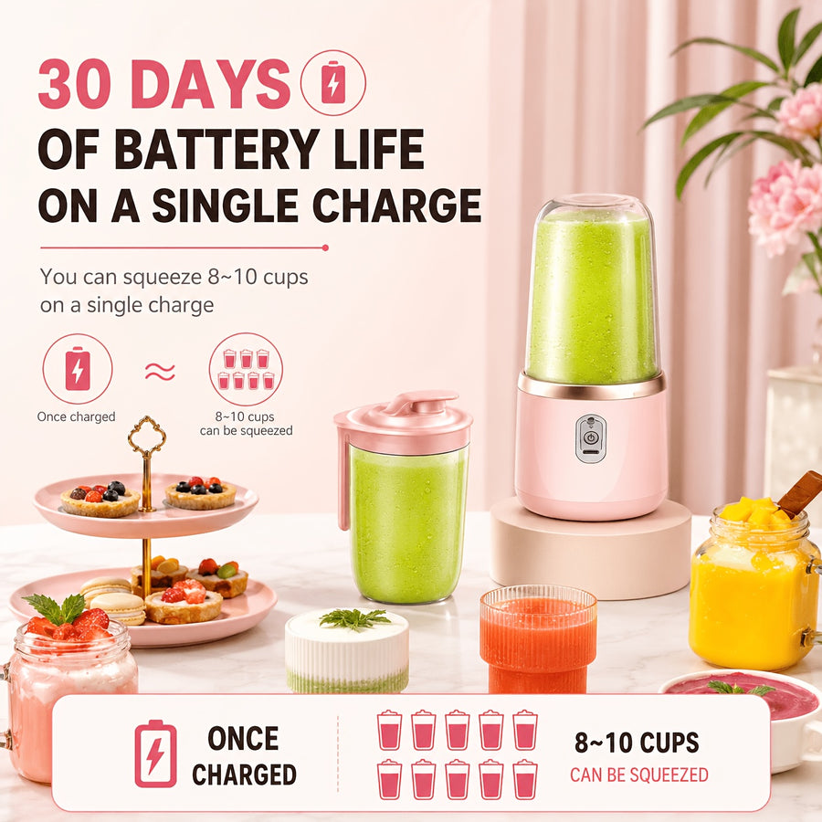 Mixeur bébé portable rechargeable USB, gobelet rose — Monptitlou