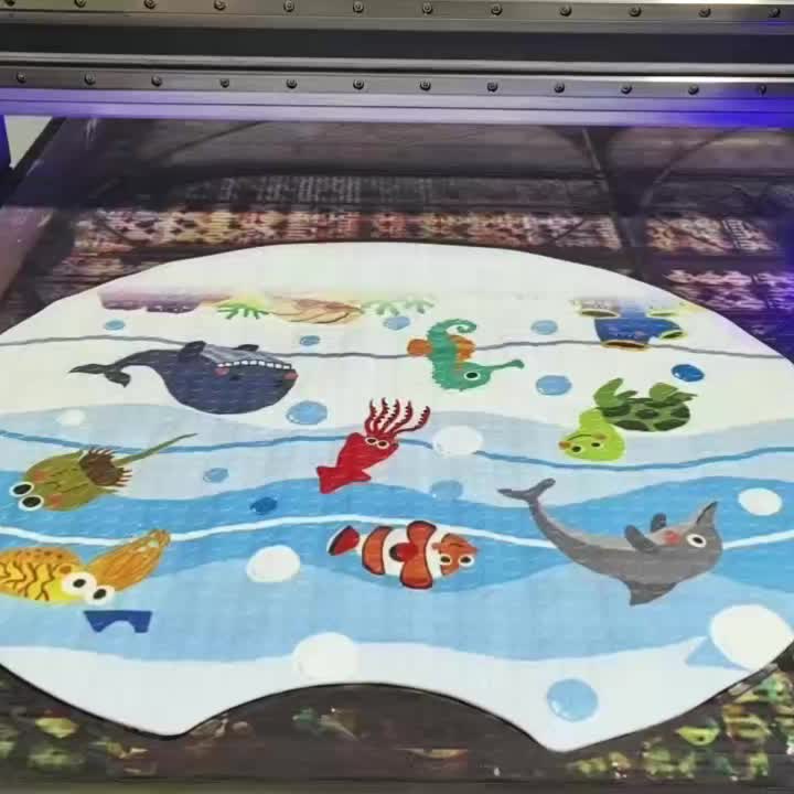 Tapis de salle de bain rond avec encoche, motif animal marin cartoon — Monptitlou