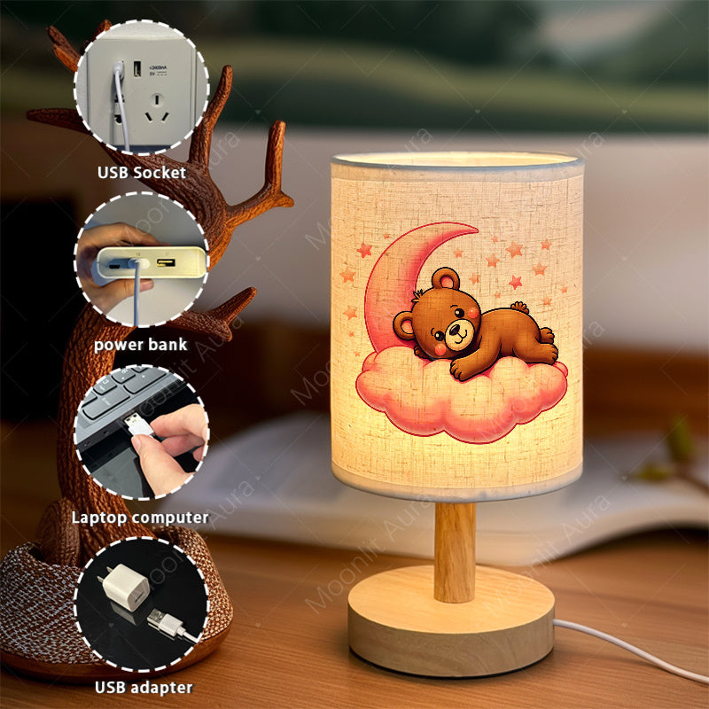 Veilleuse LED en tissu, Lampe de table, Lampe de bureau, Lampe LED — Monptitlou