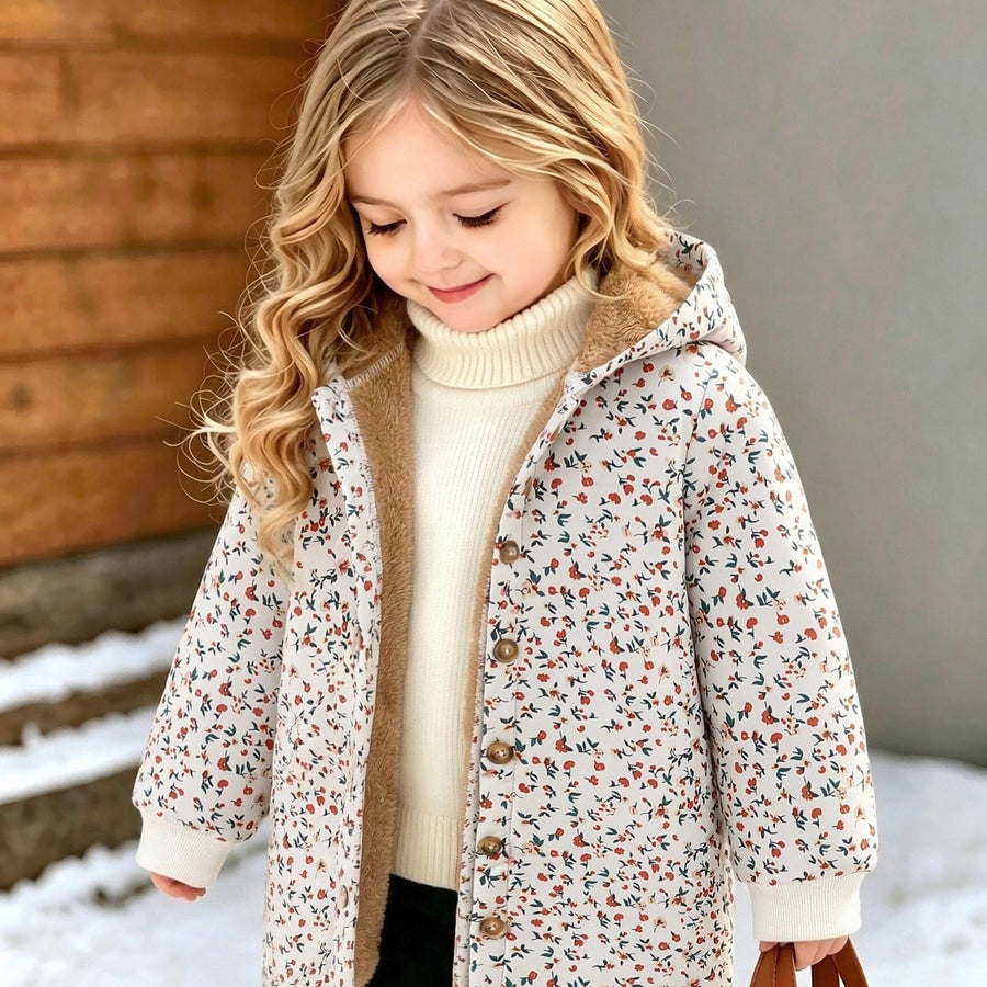 Veste à capuche pour fille début d'automne à imprimé floral — Monptitlou