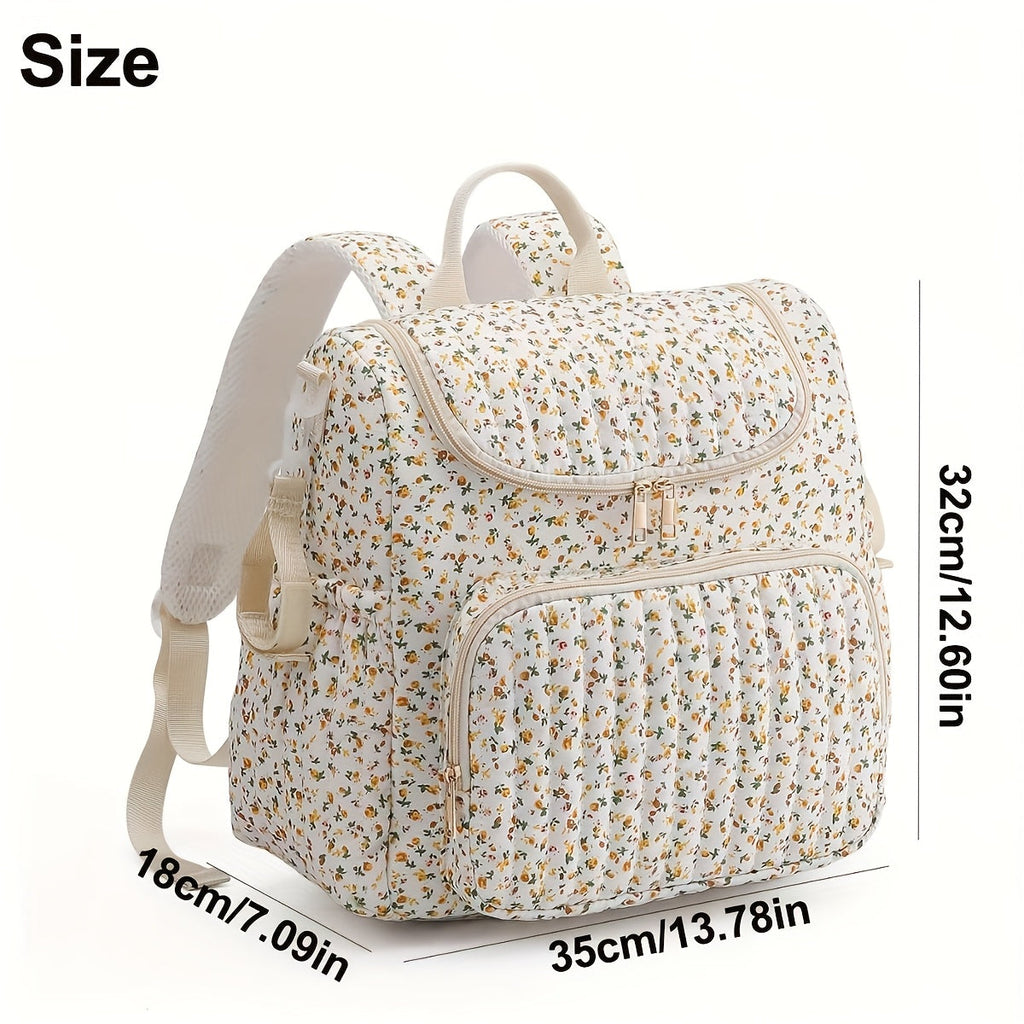 Sac à dos mère en fleurs grande capacité, sac de maternité matelassé — Monptitlou