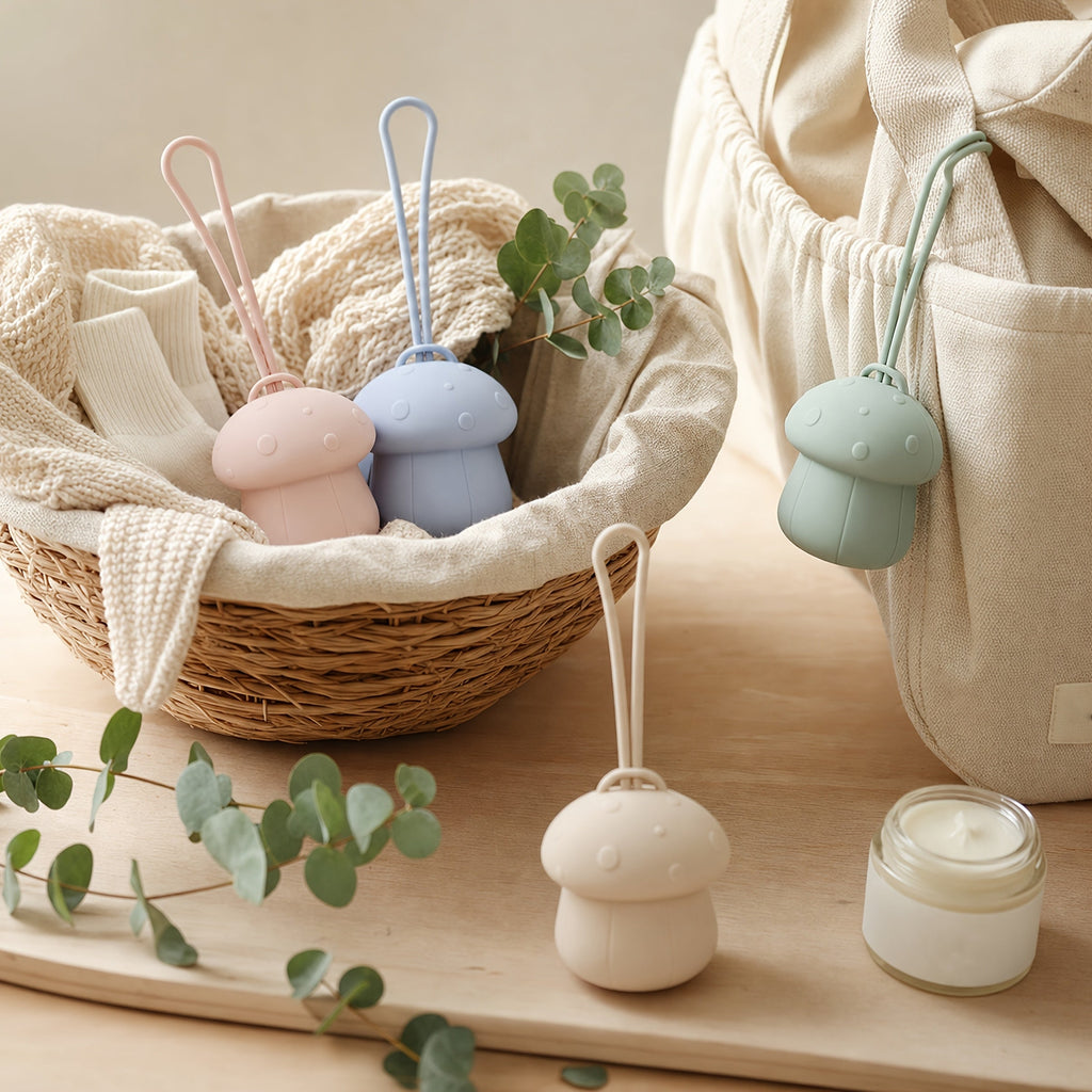1pc Sac de Rangement Suspendu pour Poussette, Sac de Rangement pour Sucette en Silicone Champignon, Protecteur de Sucett