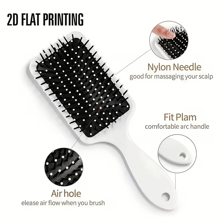 1 brosse à cheveux plate imprimée 2D avec des illustrations de — Monptitlou