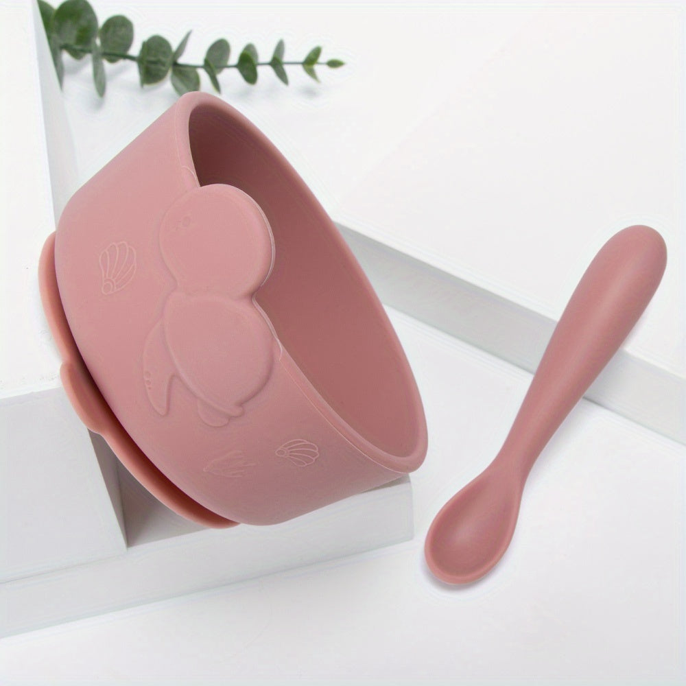 Bols en silicone alimentaire pour bébé avec cuillère 120 mm — Monptitlou