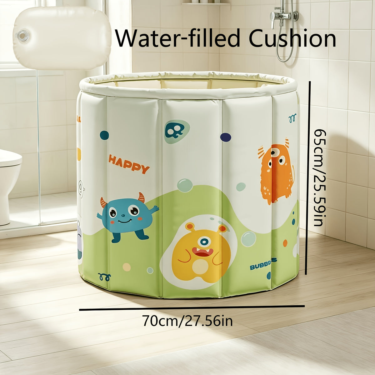 Baignoire pliable ronde avec imprimé monstre mignon de 83,01 cm et 70,0 — Monptitlou Image