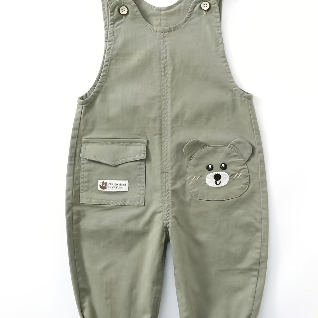 Salopette bébé légère et extensible à motif cartoon ours brodé — Monptitlou