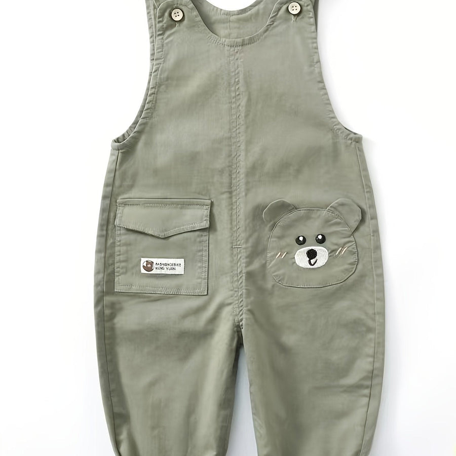 Salopette bébé légère et extensible à motif cartoon ours brodé — Monptitlou