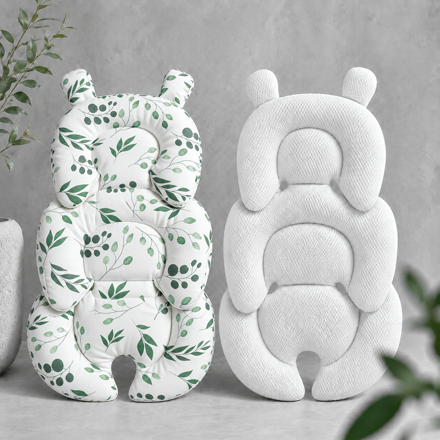Coussin de siège de poussette pour bébé à imprimé feuilles vertes — Monptitlou