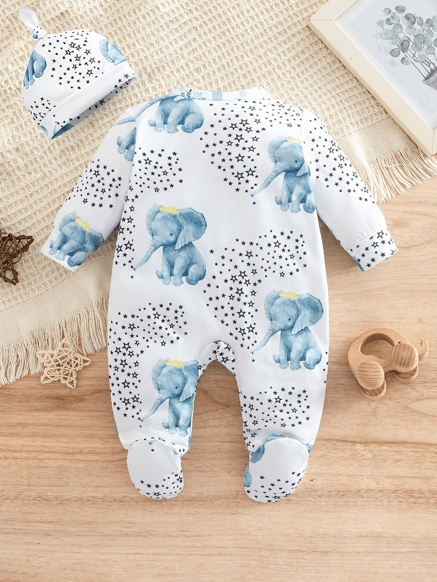 Body Bébé Éléphant Bleu Étoile Confortable — Monptitlou