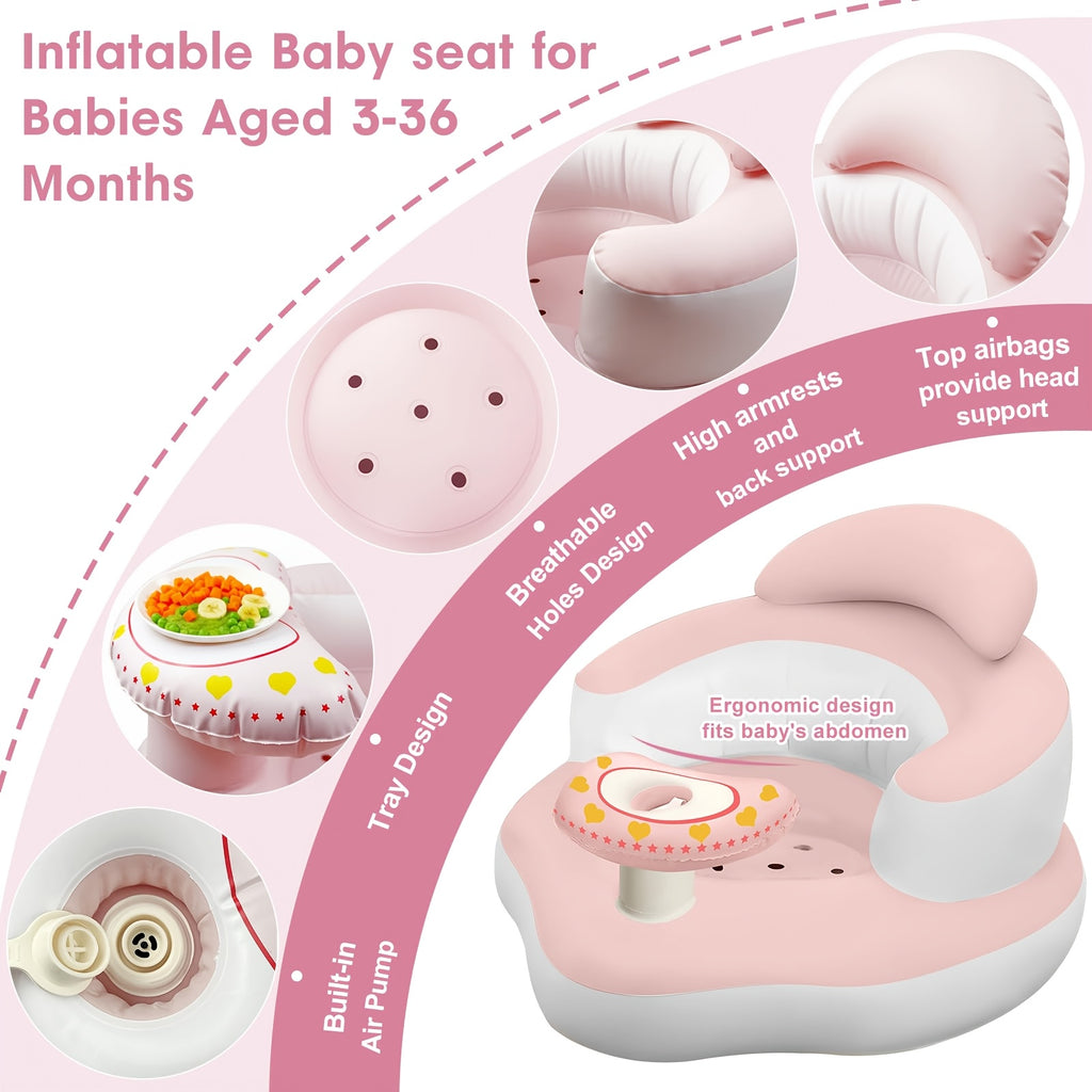 Siège gonflable pour bébé avec plateau amovible et dossier soutenant — Monptitlou