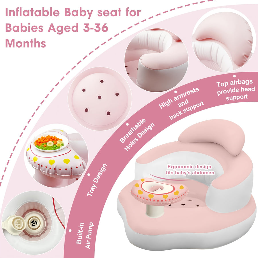 Siège gonflable pour bébé avec plateau amovible et dossier soutenant — Monptitlou