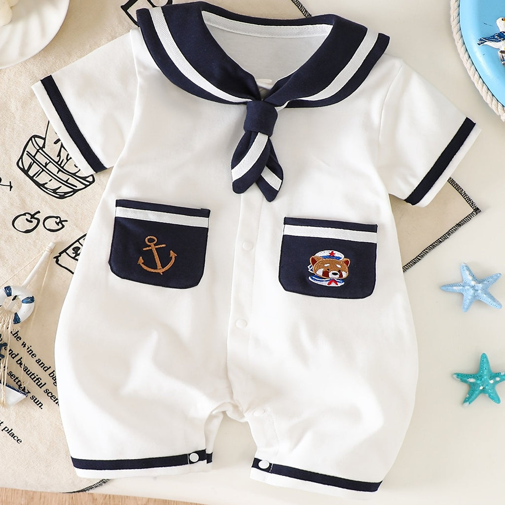 Body bébé été style nautique manches courtes pour filles tenue fine — Monptitlou