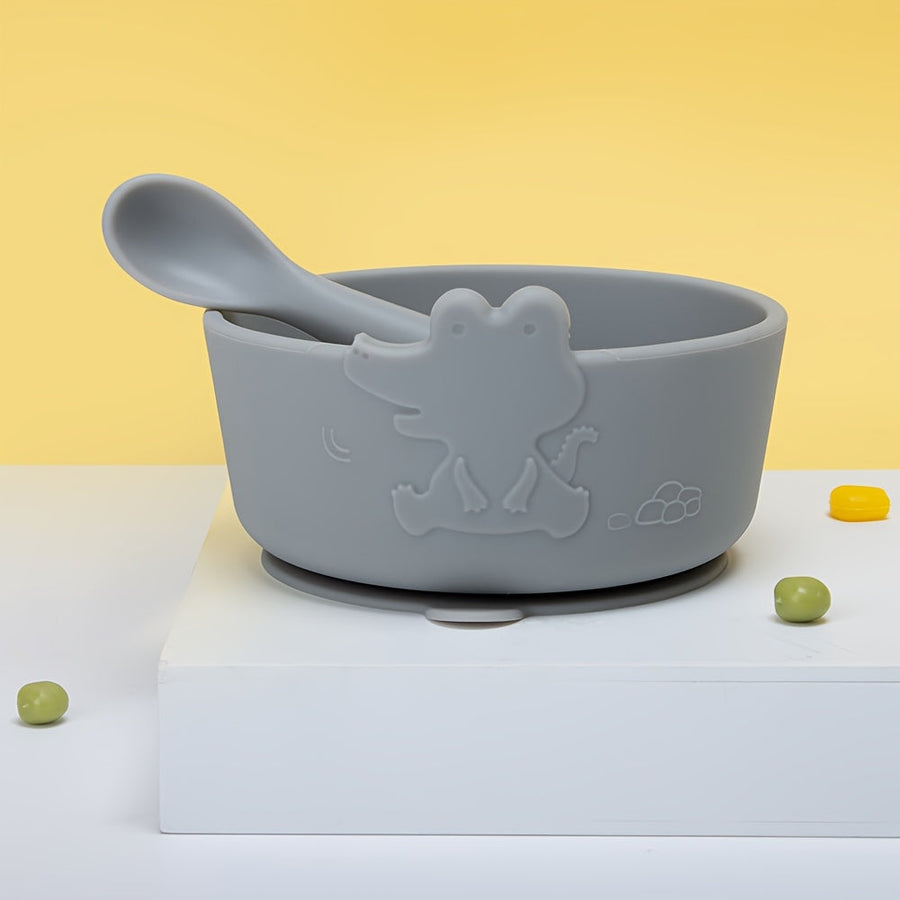 Sets d'alimentation pour enfants : bol et cuillère en silicone avec — Monptitlou