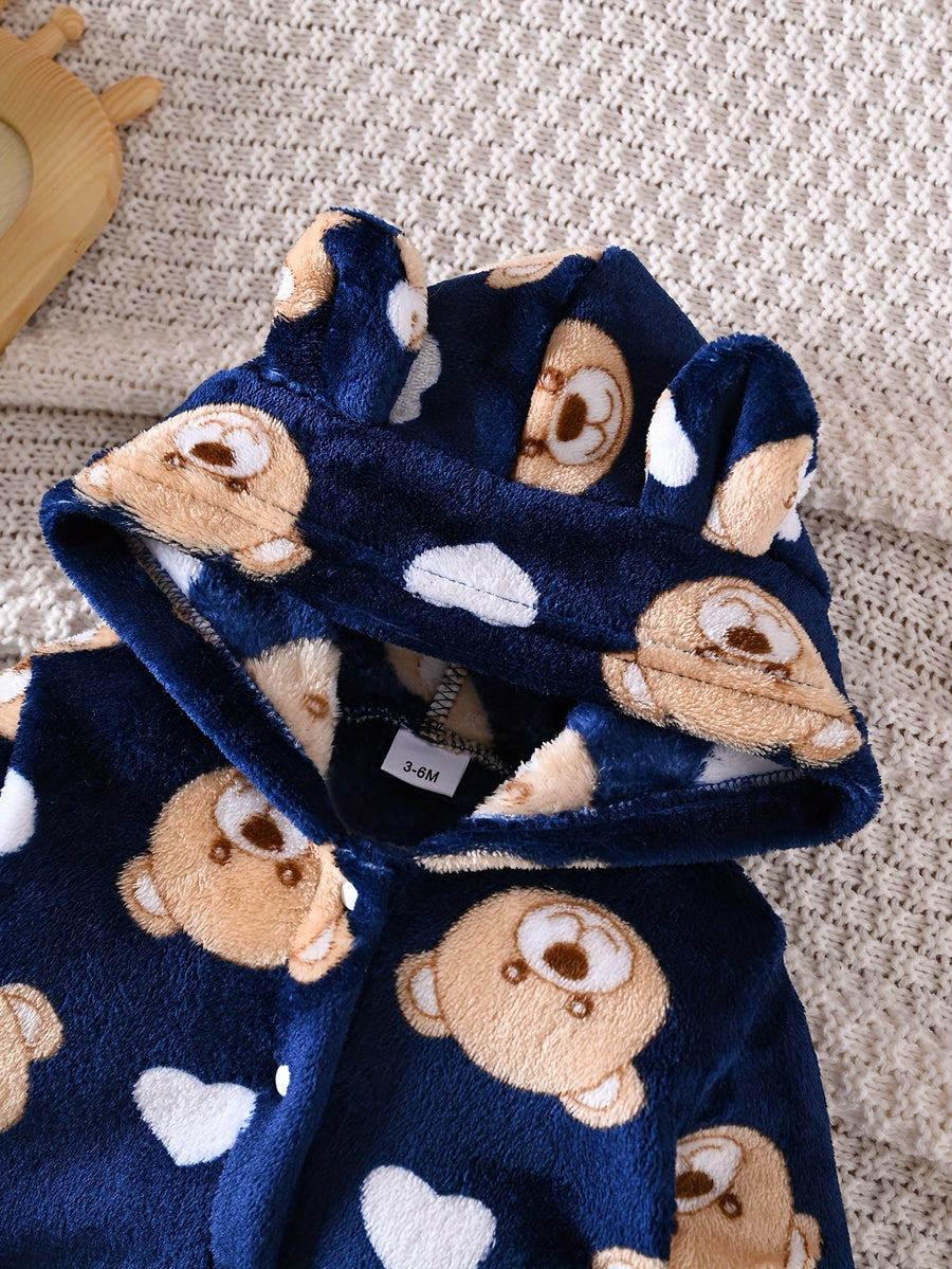 Barboteuse à Capuche en Polaire Douce pour Bébé — Monptitlou