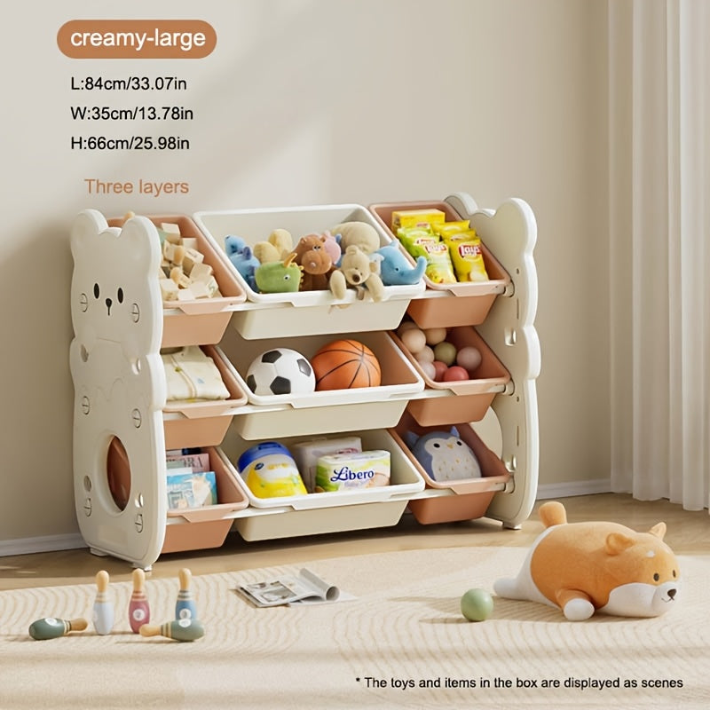Armoire de rangement à trois niveaux avec plusieurs boîtes de rangement — Monptitlou