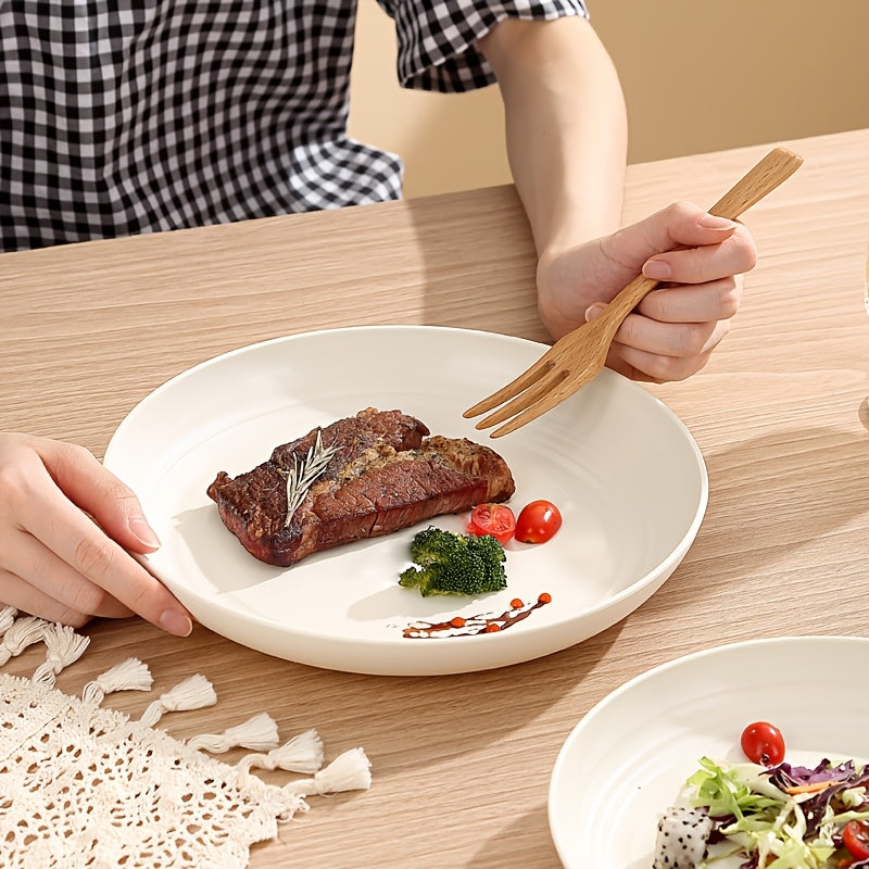 Assiette à diner ronde et crémeuse en plastique, 19.81 cm — Monptitlou