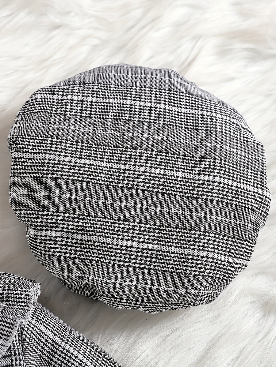 Veste ouverte à carreaux noir et blanc automne/hiver pour filles avec — Monptitlou