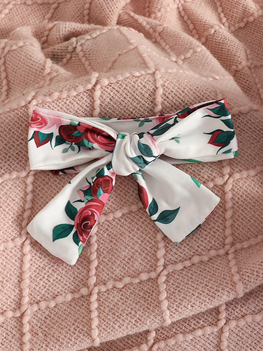 Combinaison à manches longues imprimée fleurs avec foulard — Monptitlou