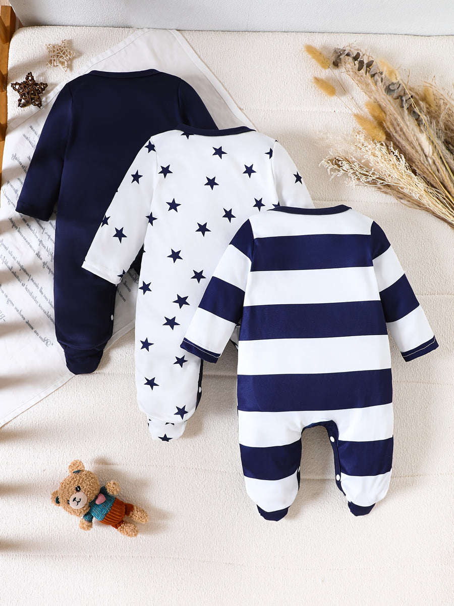 Gigoteuses pour bébé à manches longues, motif rayures marine — Monptitlou