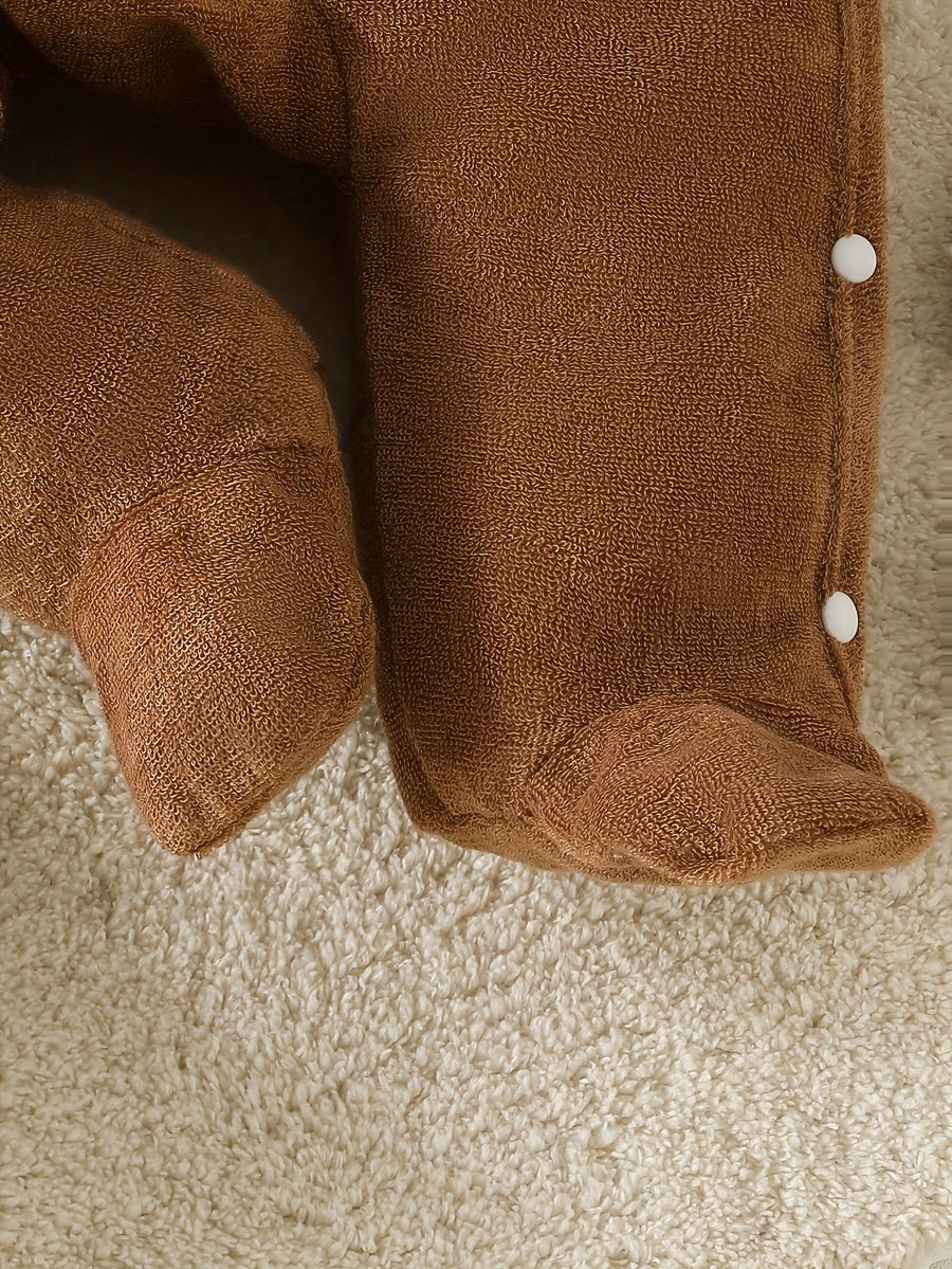 Pyjama pieds intégrés et bavoir ours brun mignon pour bébé garçon — Monptitlou
