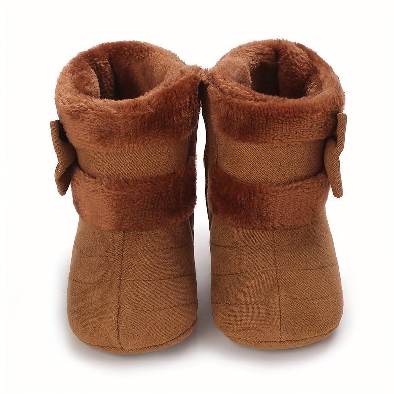 Chaussures pour bébé de 0 à 1 an Filles Hiver Polaire Confortable Bottes de neige Mignon Nœud Chaussures Bébé Semelle so