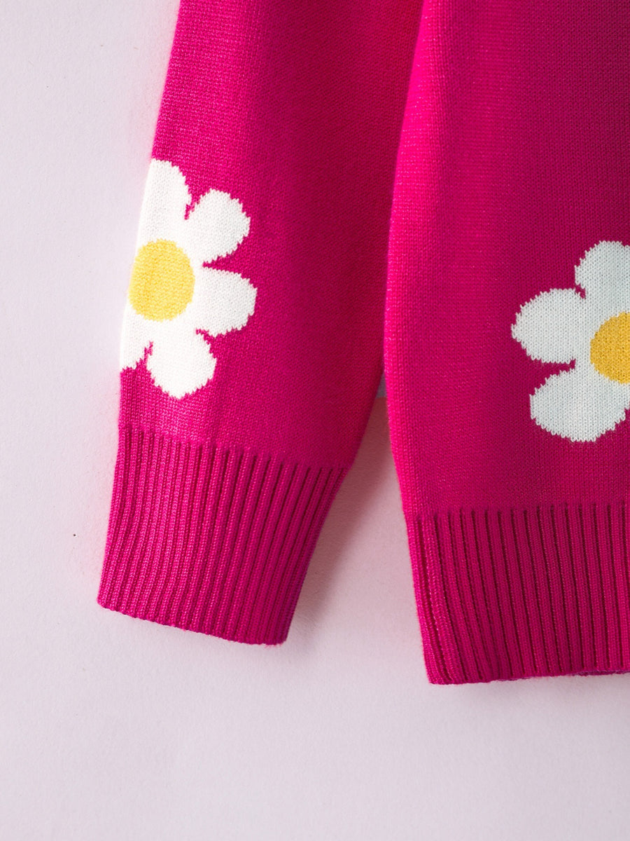 Pull col rond pour fille motif fleuri pour l'hiver, photo 18