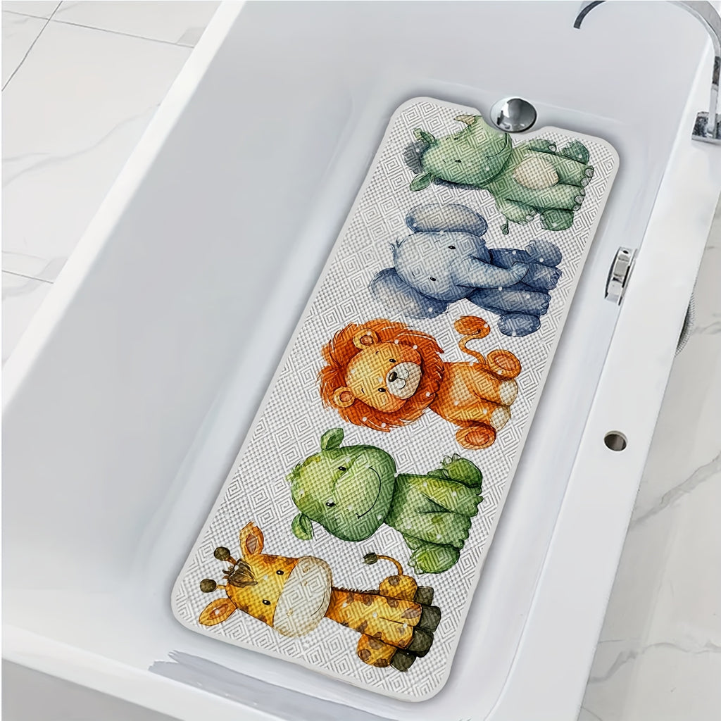 Un tapis de baignoire avec motifs de dessins animés d'animaux — Monptitlou