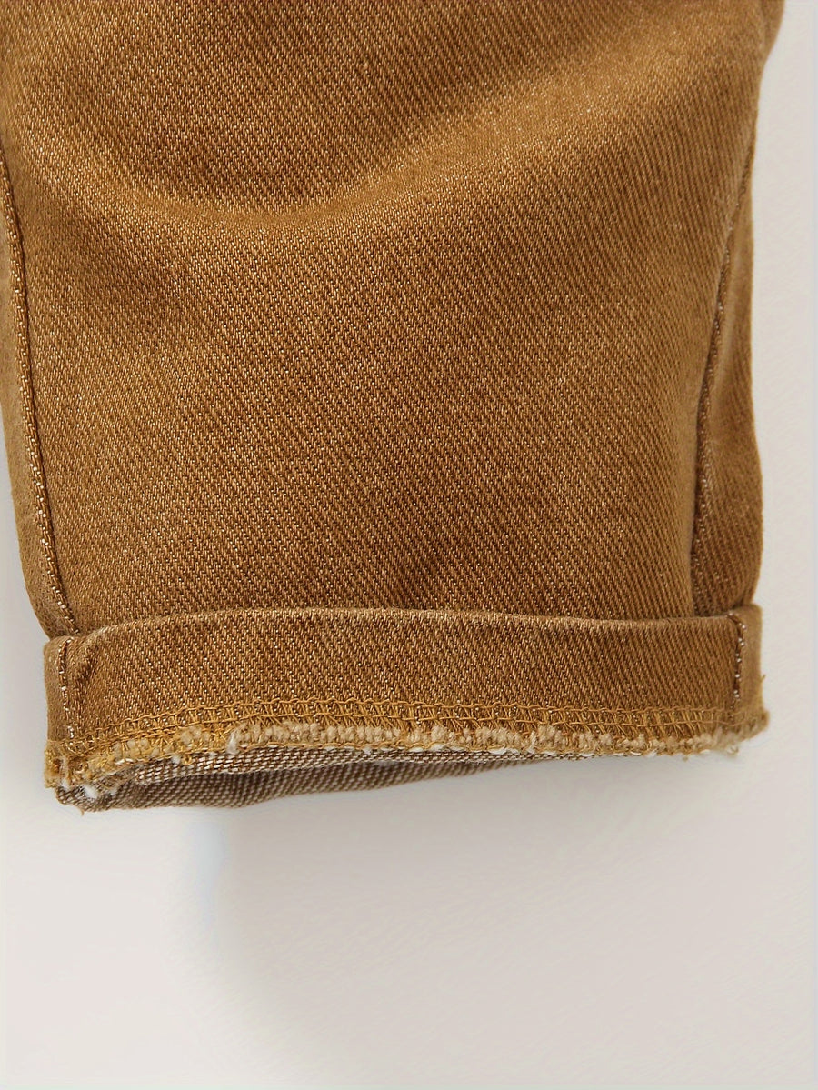 Ensemble Jeans à Manches Longues et Taille Élastique Déchiré pour
