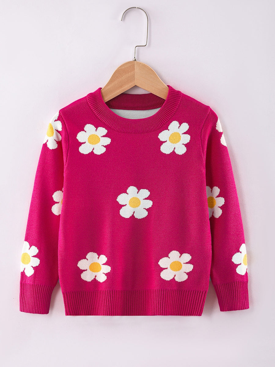 Pull col rond pour fille motif fleuri pour l'hiver, photo 15