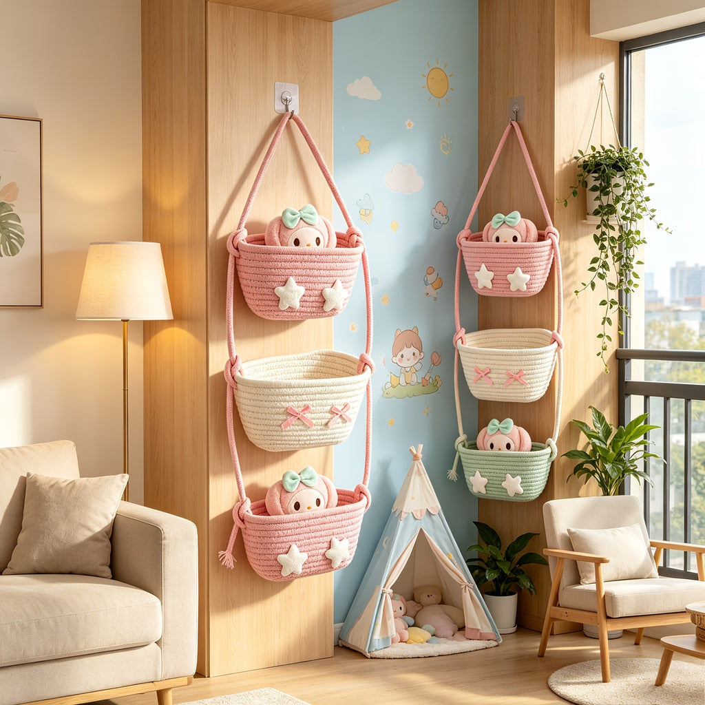 Nouveau panier de rangement mural à trois niveaux et grande capacité My — Monptitlou