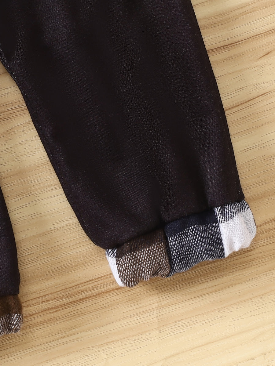 Ensemble Hiver pour Garçons en Coton à Carreaux avec Chemise à Col à — Monptitlou
