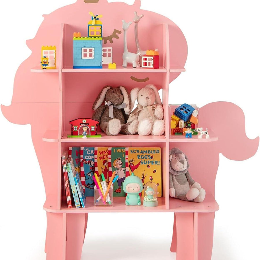 Étagère à Livres Enfant à 3 Niveaux en Forme Unicorne avec Étagères — Monptitlou