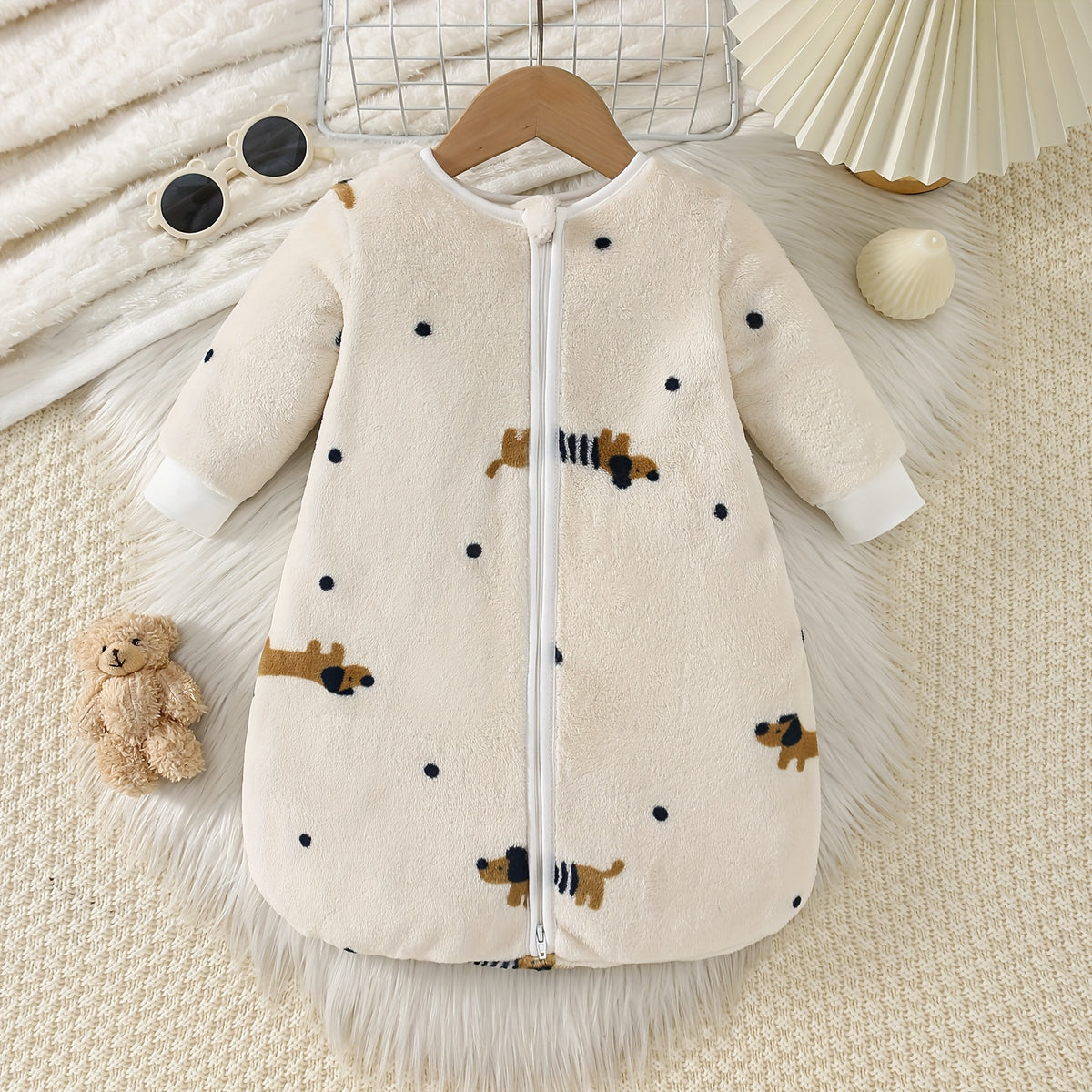 Cadeaux de baptême et robes pour bébé, motif à pois, chiot — Monptitlou Image