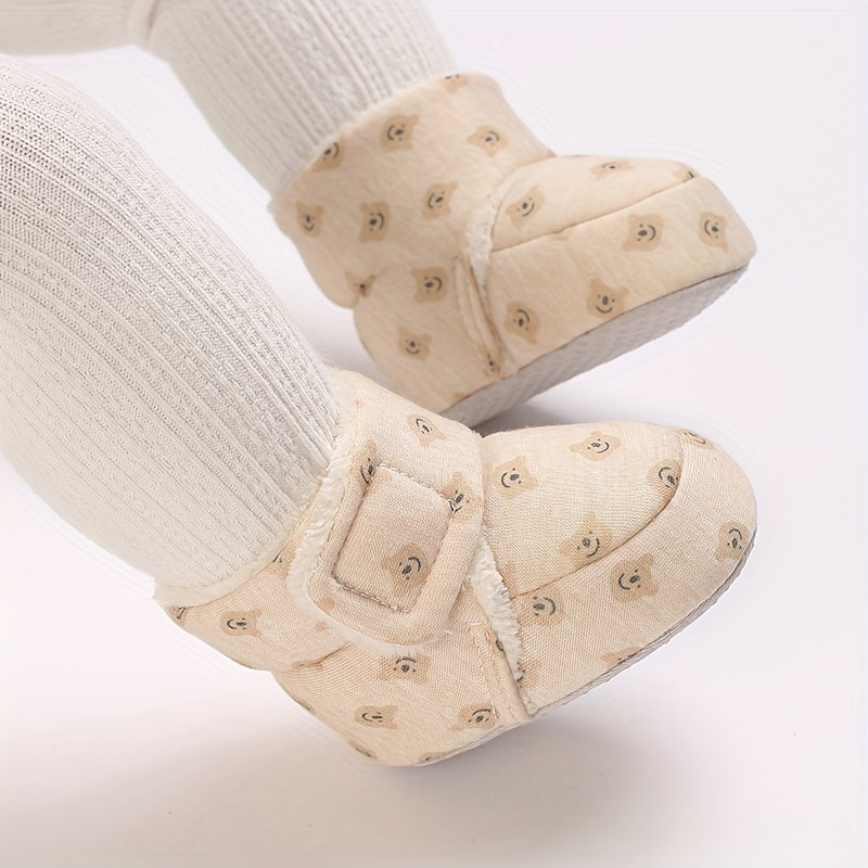 Chaussures et chaussettes d'hiver chaudes pour enfants, chaussures douces antidérapantes pour nouveau-né pour ramper et 