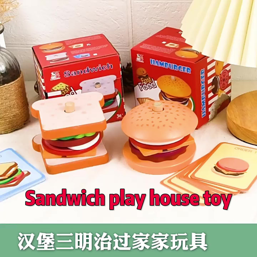 Collection de jouets en bois à empiler en forme de sandwich — Monptitlou