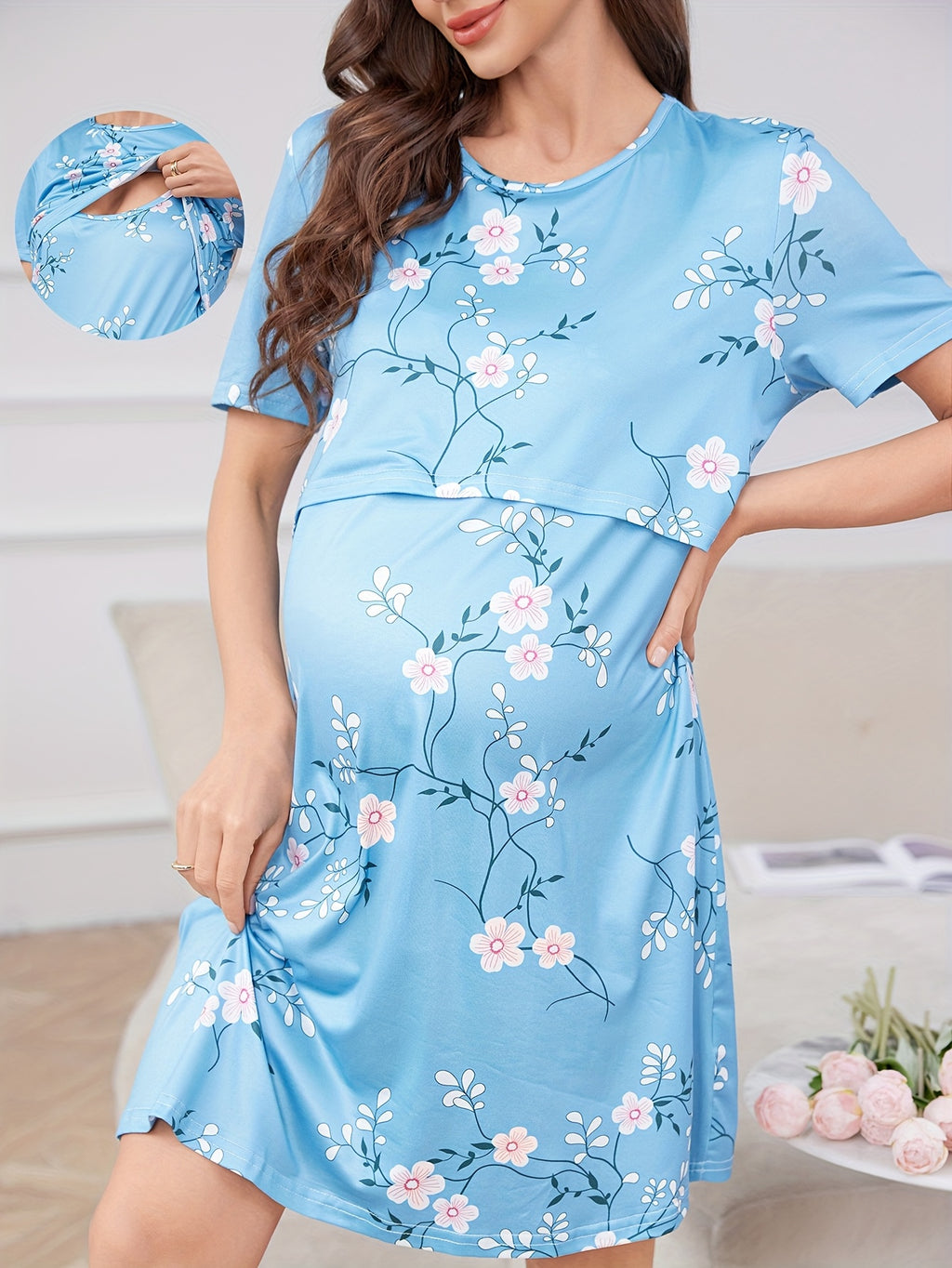 Chemise de Nuit Élégante pour Allaitement — Monptitlou