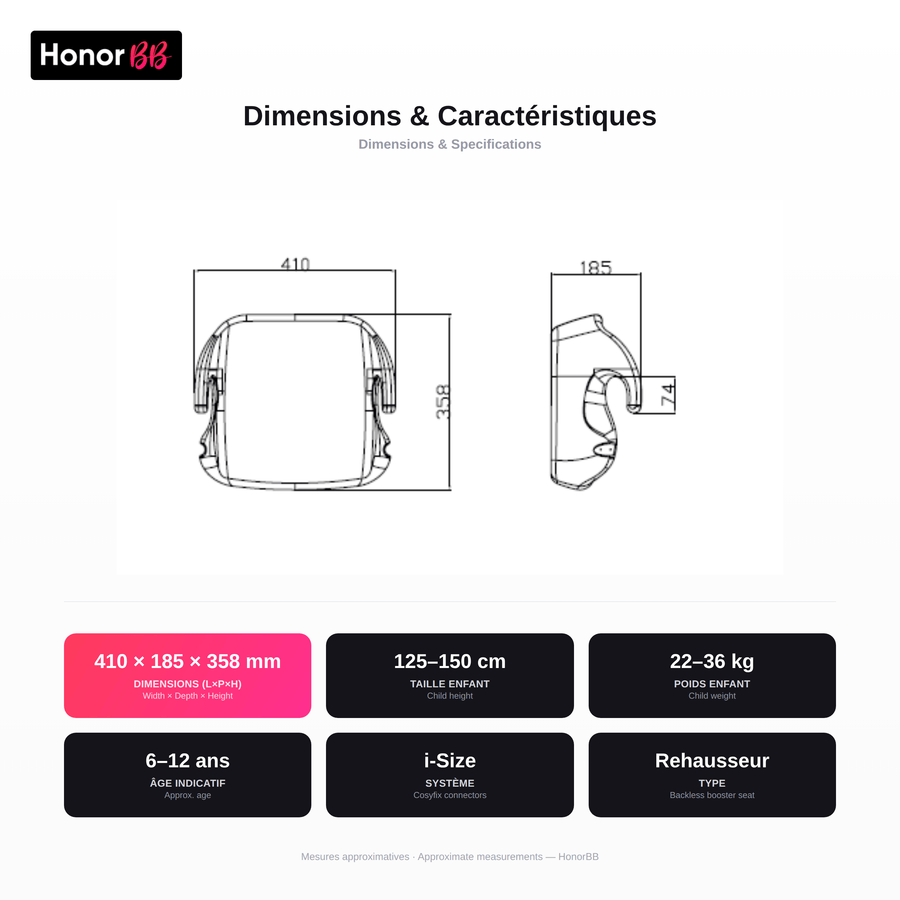 HonorBB Rehausseur I-Size ISOFIX Cosyfix R129 – Sécurité et confort — Monptitlou
