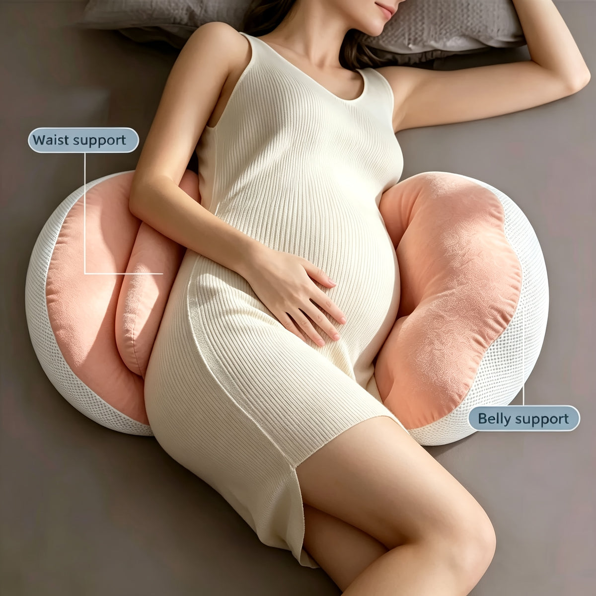 Coussin de grossesse multifonctionnel amovible et réglable pour dormir — Monptitlou Image