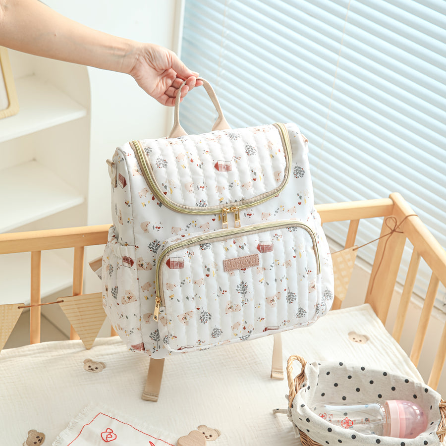 Sac à dos maman Ours de la Forêt, sac à couches portable double épaule — Monptitlou