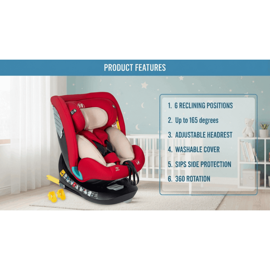 Siège Auto Saphir DELUXE BUF BOOF iSIZE Rouge avec Isofix — Monptitlou
