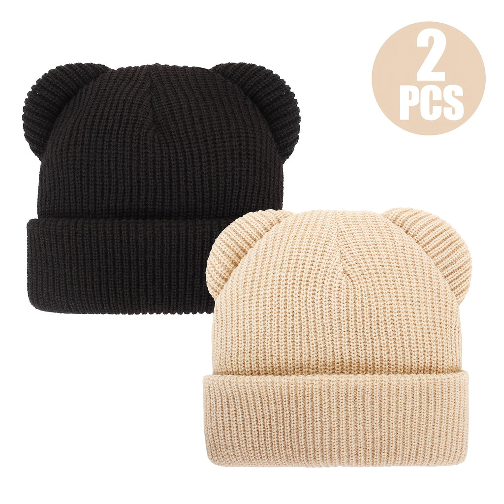 Bonnets tricotés chauds pour enfants, oreilles d'ours mignonnes — Monptitlou
