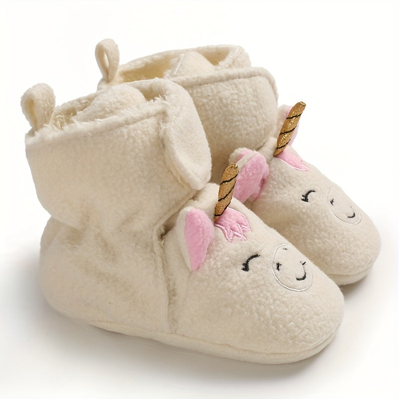 Bottes de bébé en peluche avec motifs d'animaux d'automne et d'hiver — Monptitlou