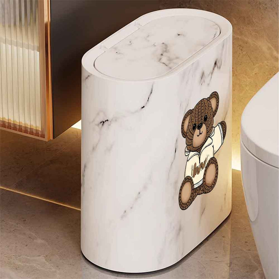 Poubelle à motif tacheté, couvercle à pression avec motif ours — Monptitlou