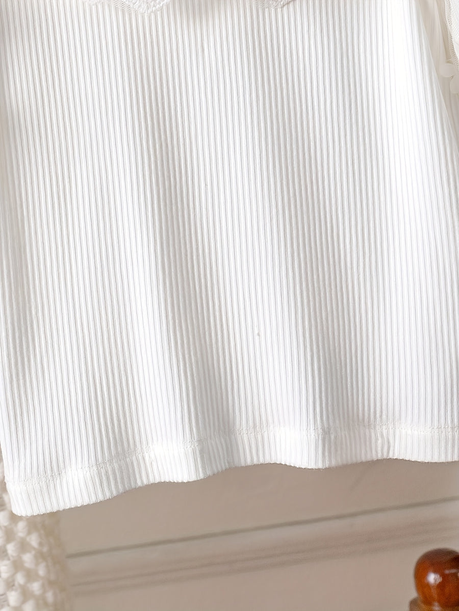 Haut à manches longues pour filles, sous-vêtement de couleur unie — Monptitlou