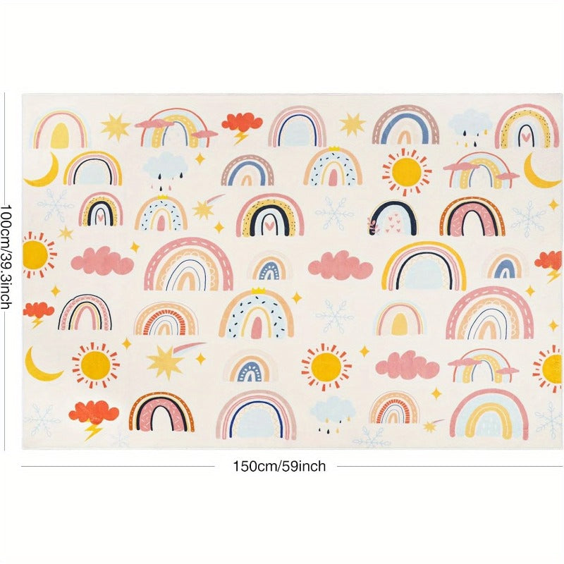 Tapis de sol doux, tapis de jeu lavable arc-en-ciel, adapté aux salons — Monptitlou