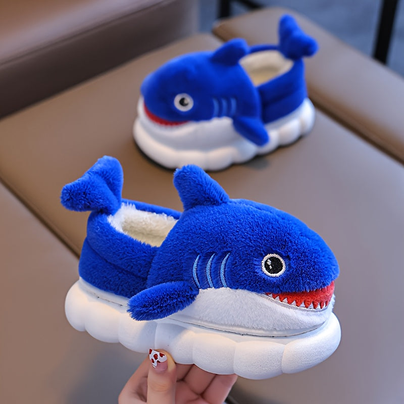 1 Paire de Chaussons en Peluche Requin Cartoon Mignons pour Garçons et — Monptitlou