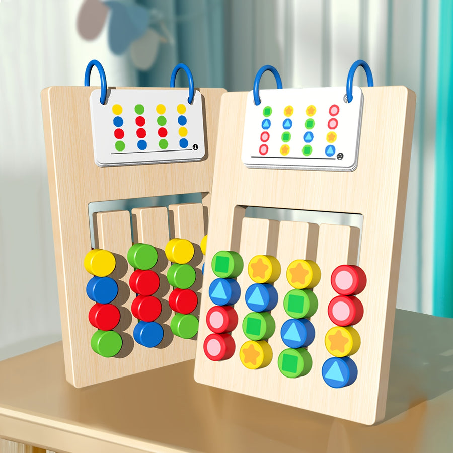 Jeu de cartes puzzle en bois double face à quatre couleurs pour le — Monptitlou