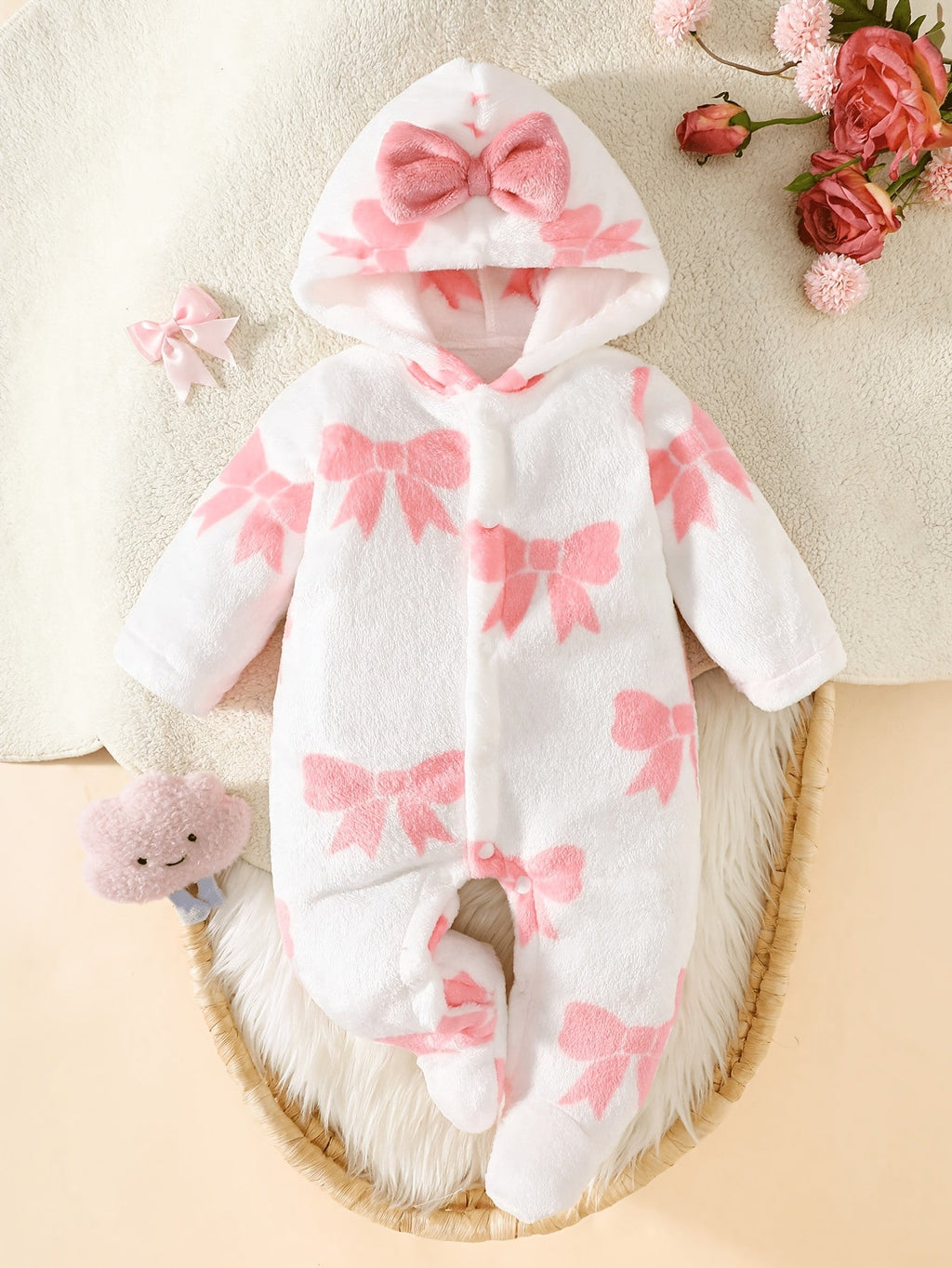 [Douce et adaptée bébé] Combinaison bébé nouveau-né à capuche et pieds — Monptitlou