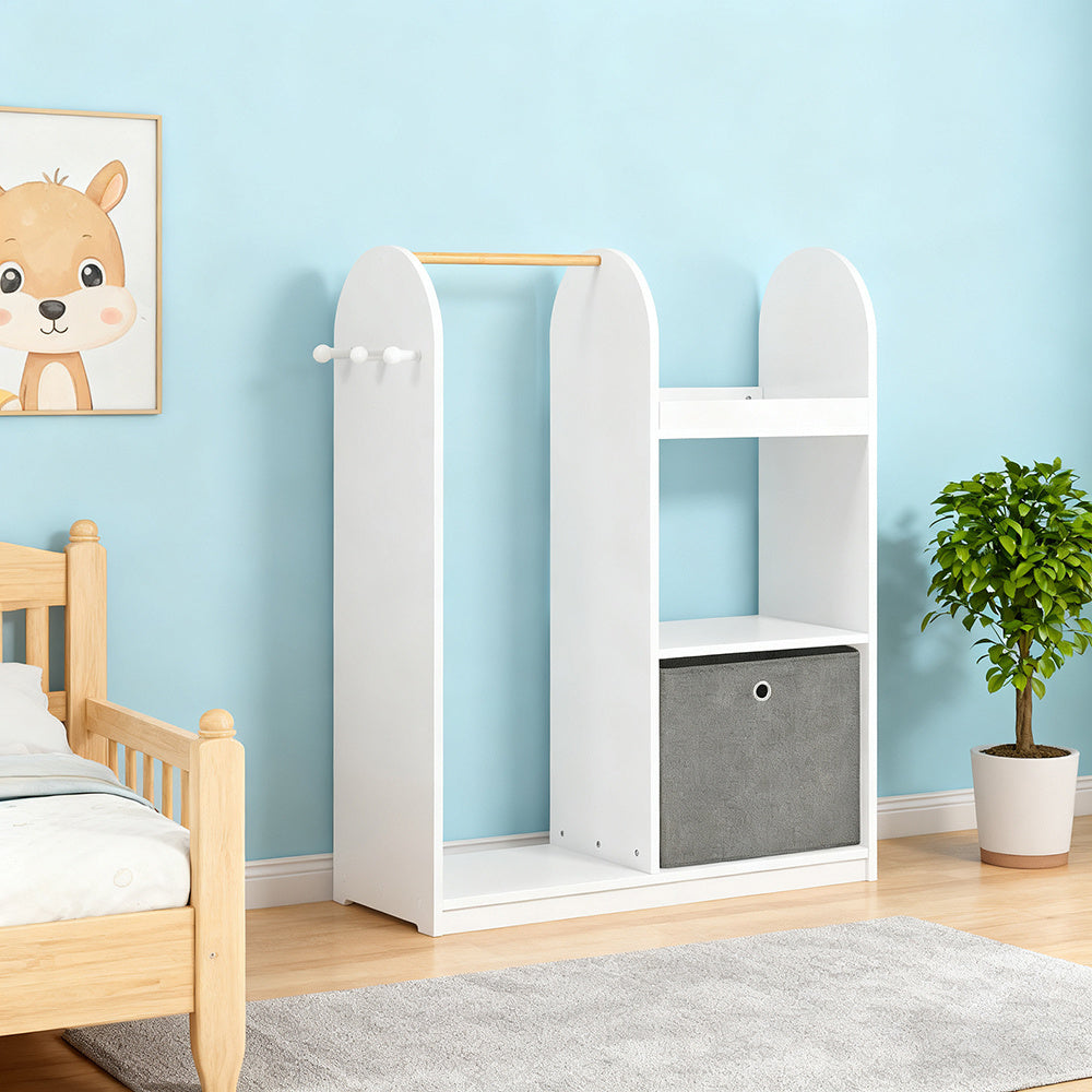 Armoire Enfant Penderie Enfant avec Portant Vêtements Garde-Robe avec — Monptitlou