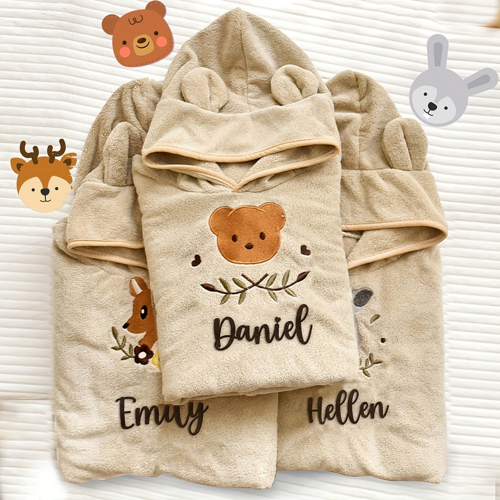 [Cadeau enfants brodé] 1 pc Cape de bain pour tout-petit avec nom brodé — Monptitlou